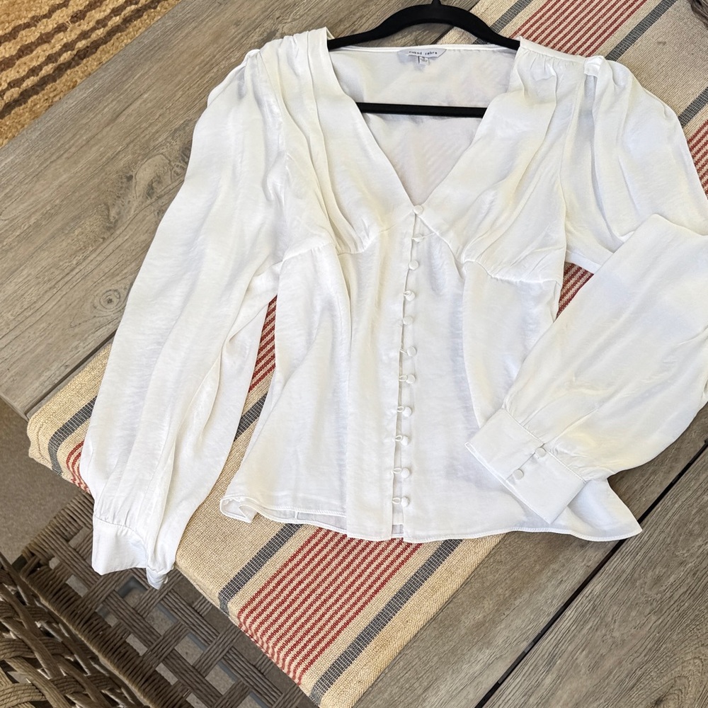 Naked Zebra Cream Button-Down Blouse
